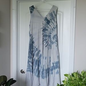 Pact Organic Women's French Navy Spiral Far Out Tie-Dye Midi Dress 2X